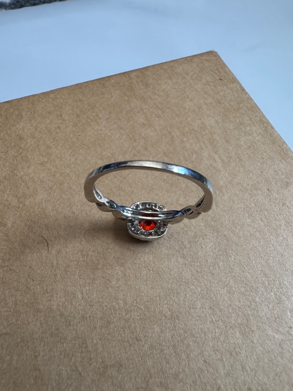 Red Orange Halo Pendant Ring Size 9 - Picture 3 of 3